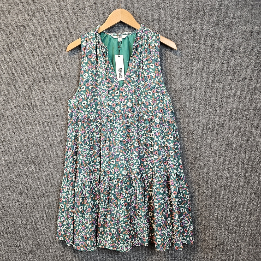 Sleeveless Green Floral Tiered Sundress